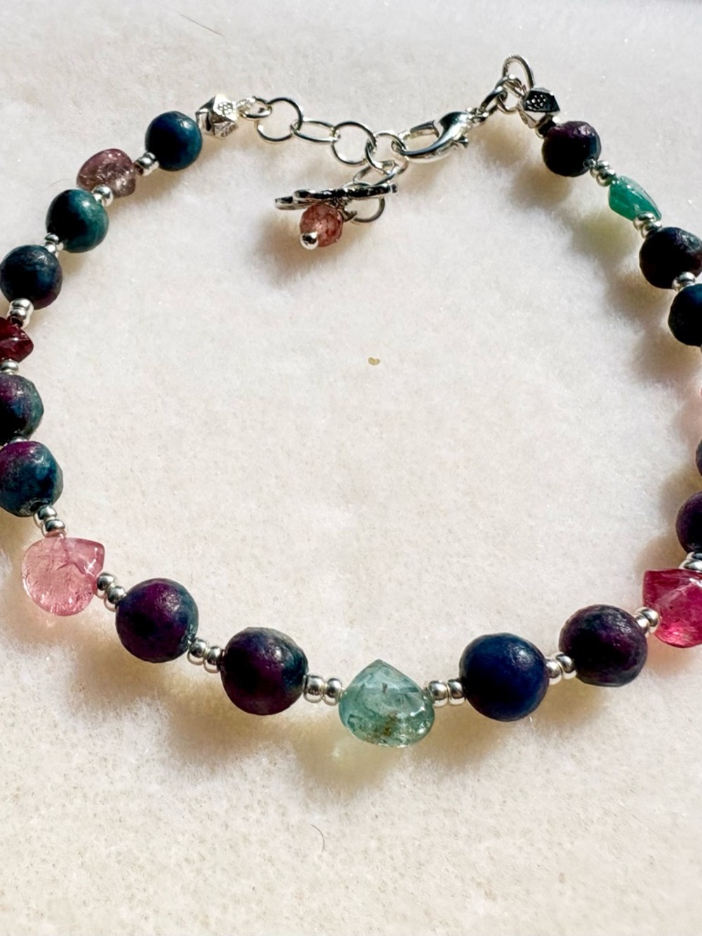 Rare Ruby Kyanite & Tourmaline Pears Bracelet — Handmade Gemstone Jewelry